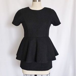 Wool Black Short Sleeve Mini Dress